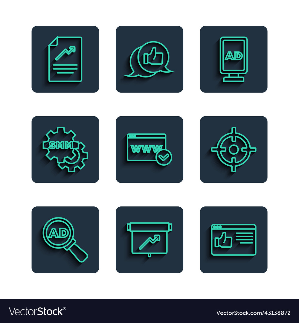 Set line advertising board with graph chart vector image Set line advertising board with graph chart