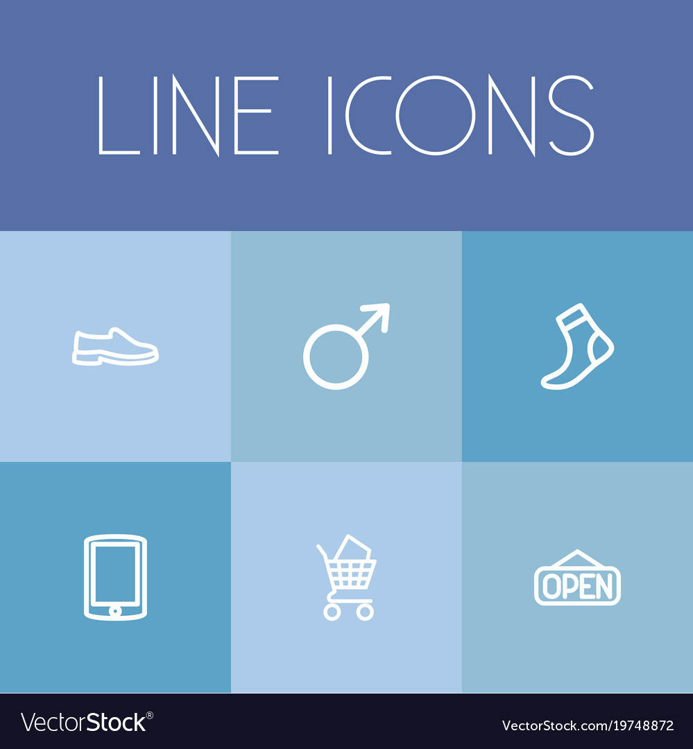 Set of 6 editable shopping icons line style