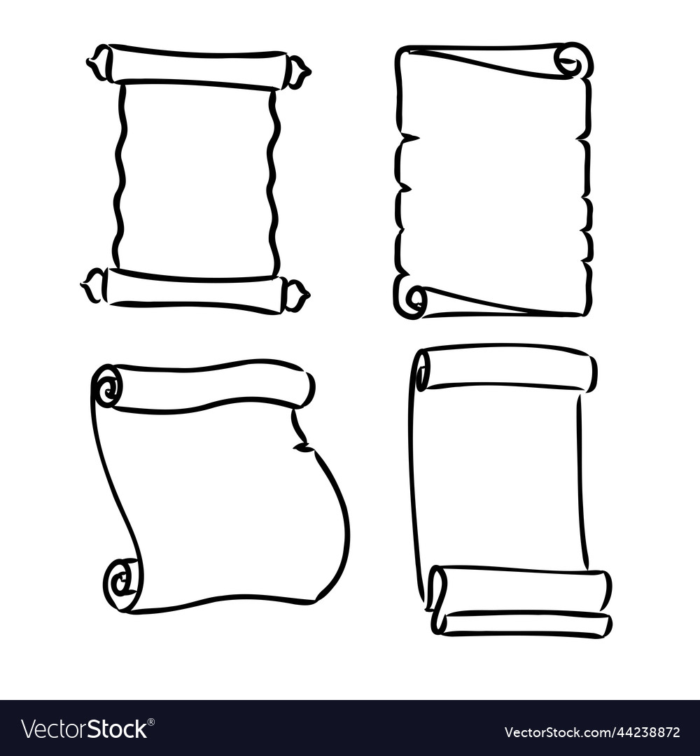 Set of empty scrolls hand drawn sketch style vector image Set of empty scrolls hand drawn sketch style