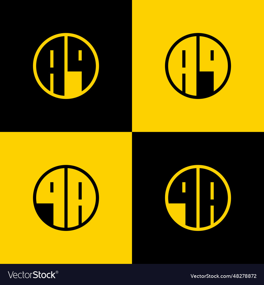 Simple aq and qa letter circle logo set suitable