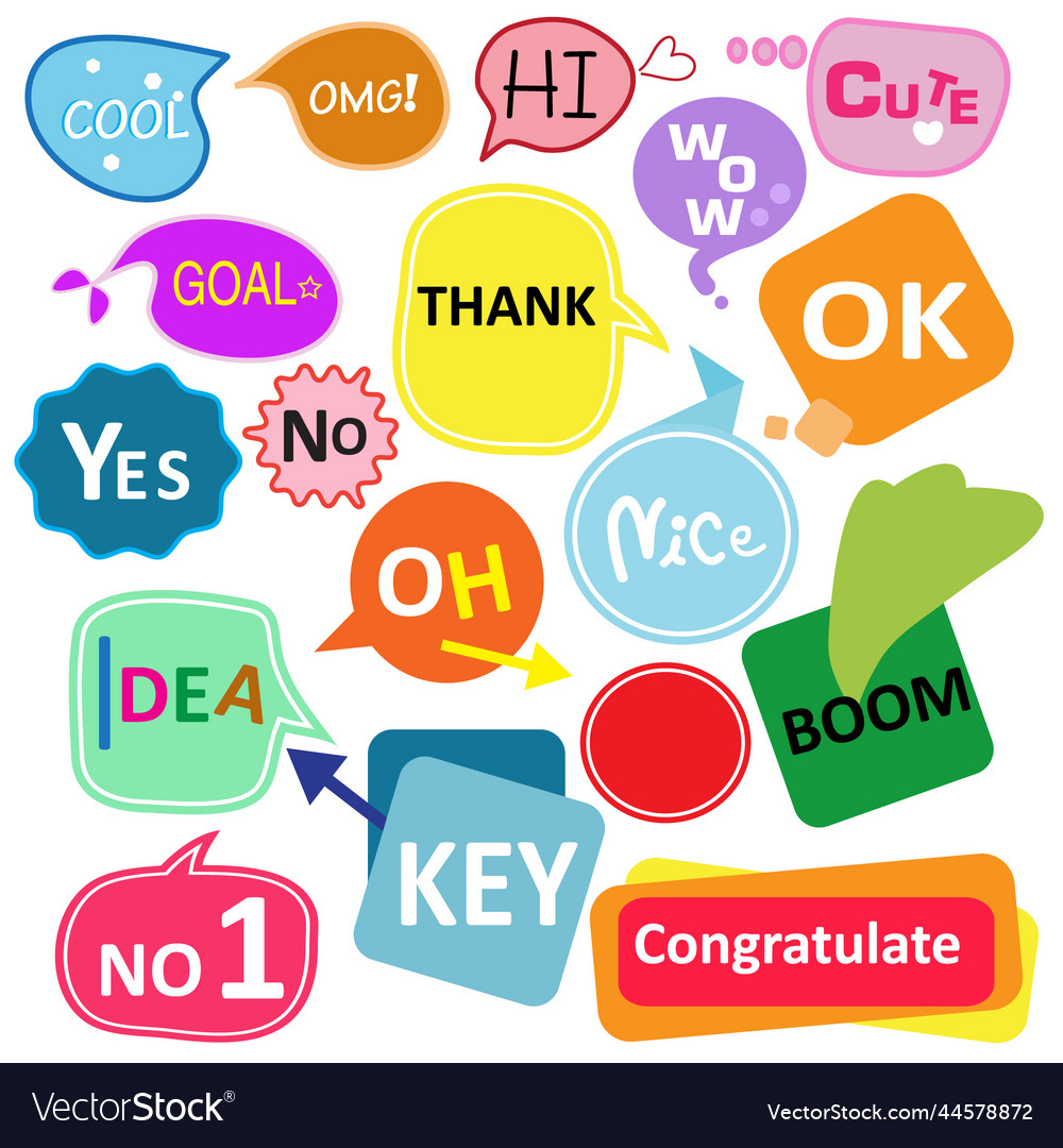 Speech bubbles with short conversations Royalty Free Vector