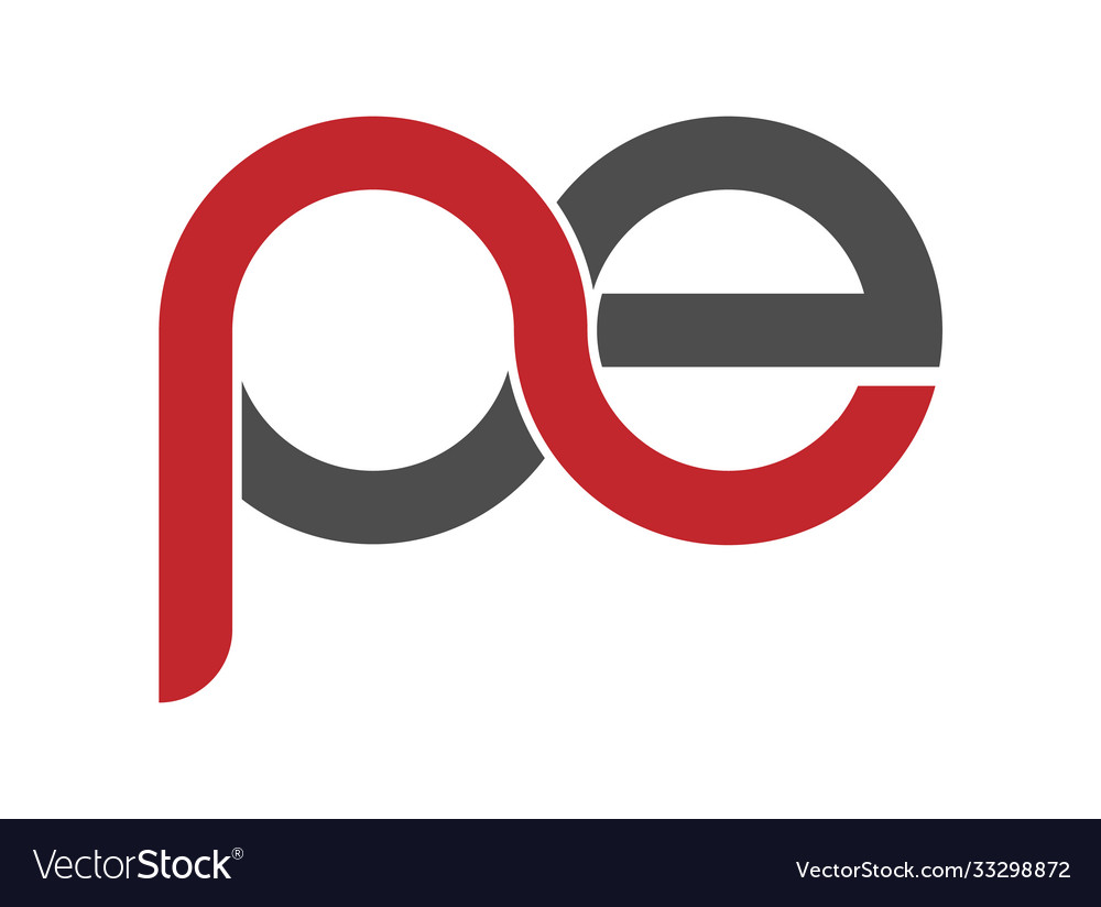 Stylized lowercase letters p and e are linked vector image Stylized lowercase letters p and e are linked