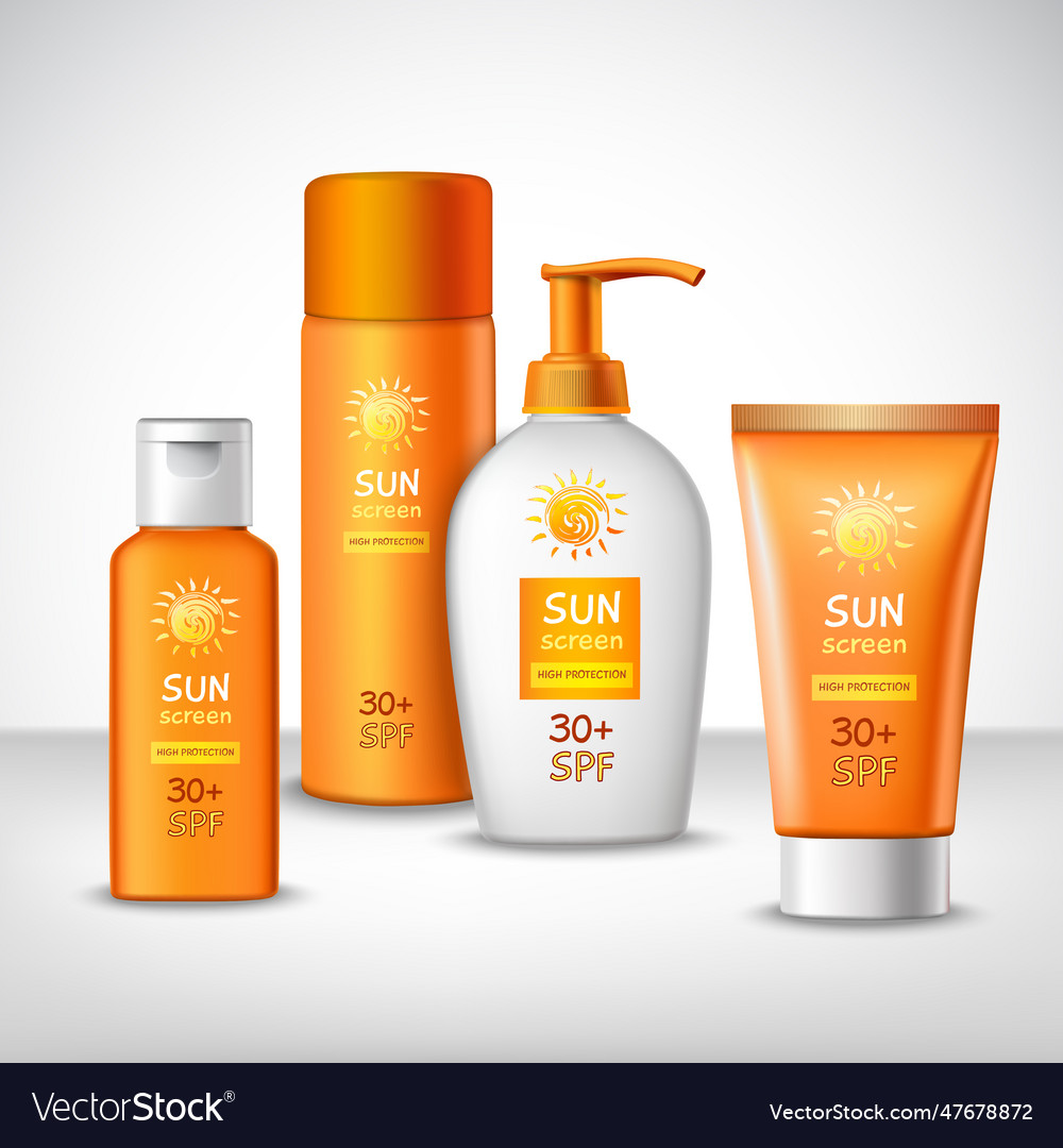 Sunscreen protection cosmetics Royalty Free Vector Image