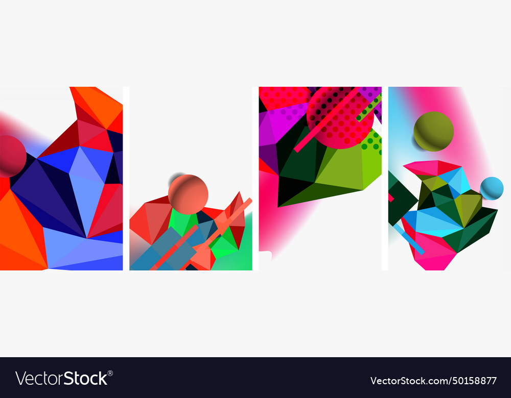 3d sphere and low poly triangle design