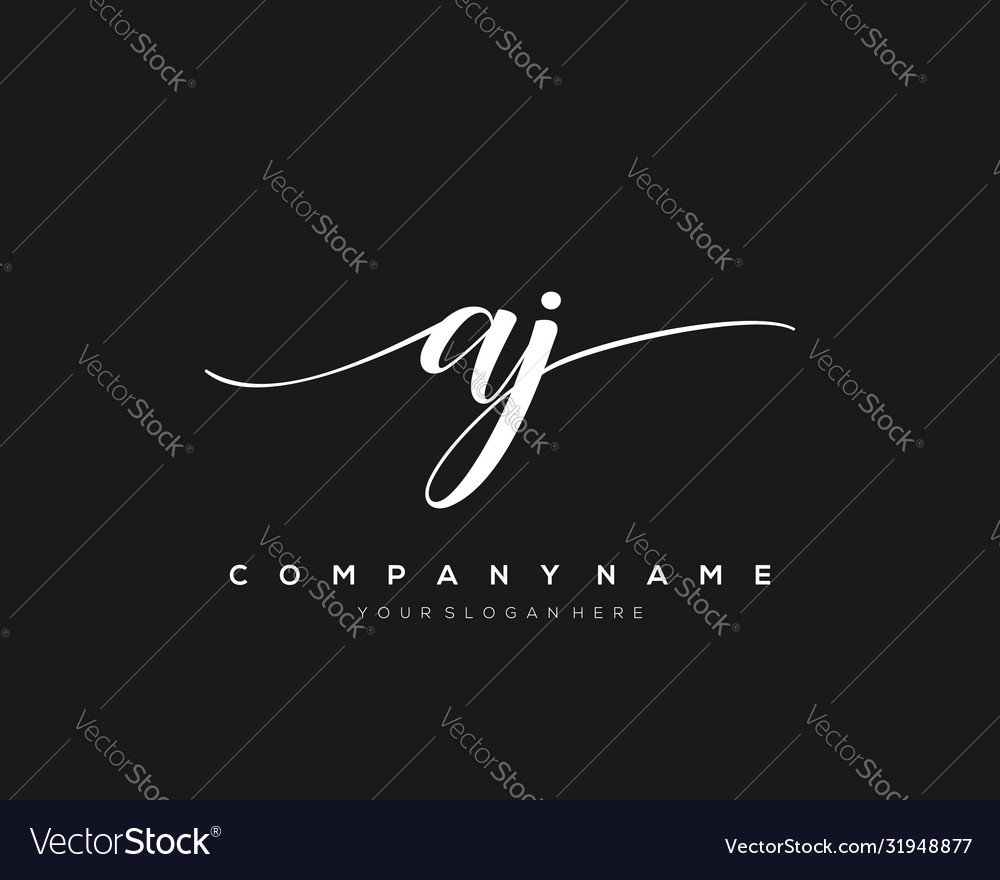 Aj initial letter handwriting logo hand drawn Vector Image