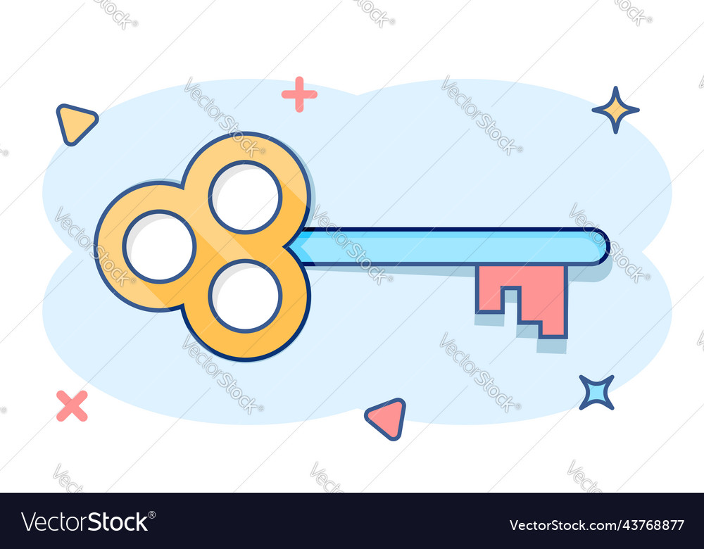 Cartoon key icon in comic style secret keyword Vector Image