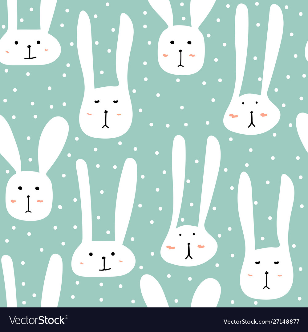 Cute bunny seamless pattern background Royalty Free Vector