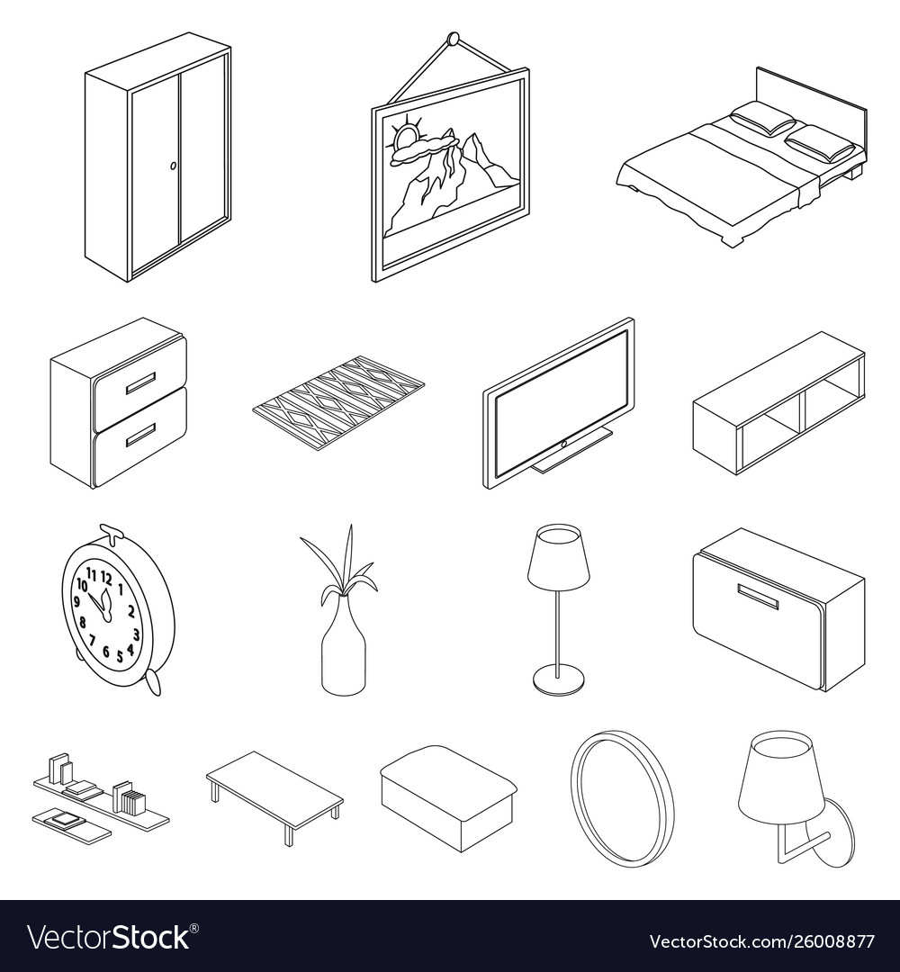 Design bedroom and room symbol set