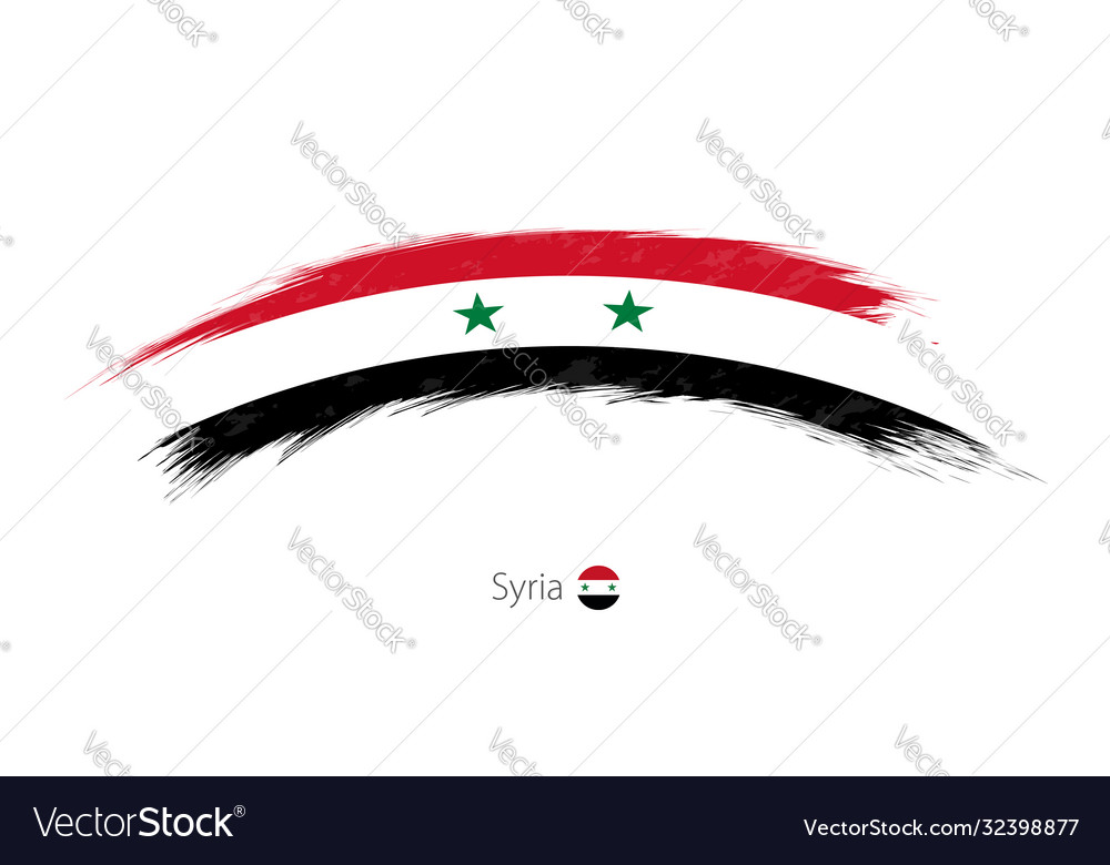 Flag syria in rounded grunge brush stroke