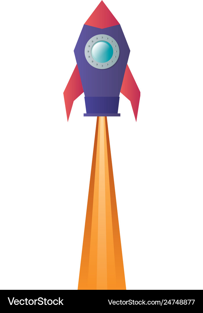 Flying rocket isolated icon Royalty Free Vector Image