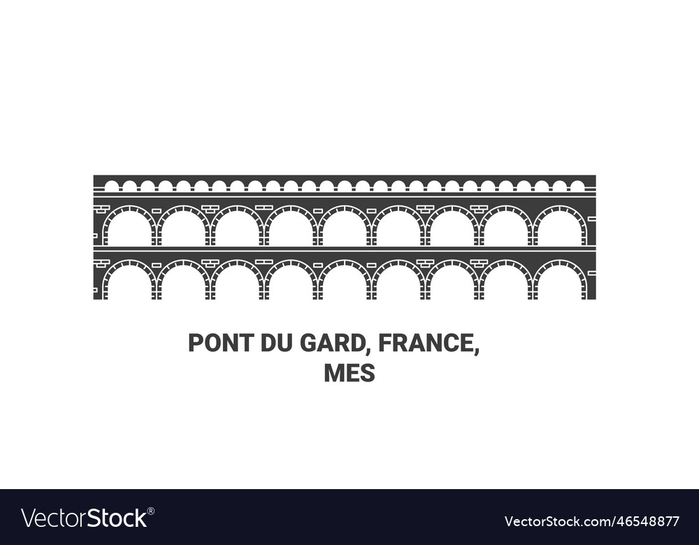 Frankreich pont du gard travel landmark vector image Frankreich pont du gard travel landmark