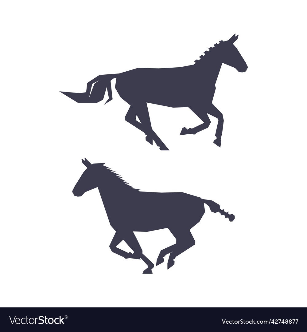 Horse or equine black silhouette as domesticated vector image Horse or equine black silhouette as domesticated