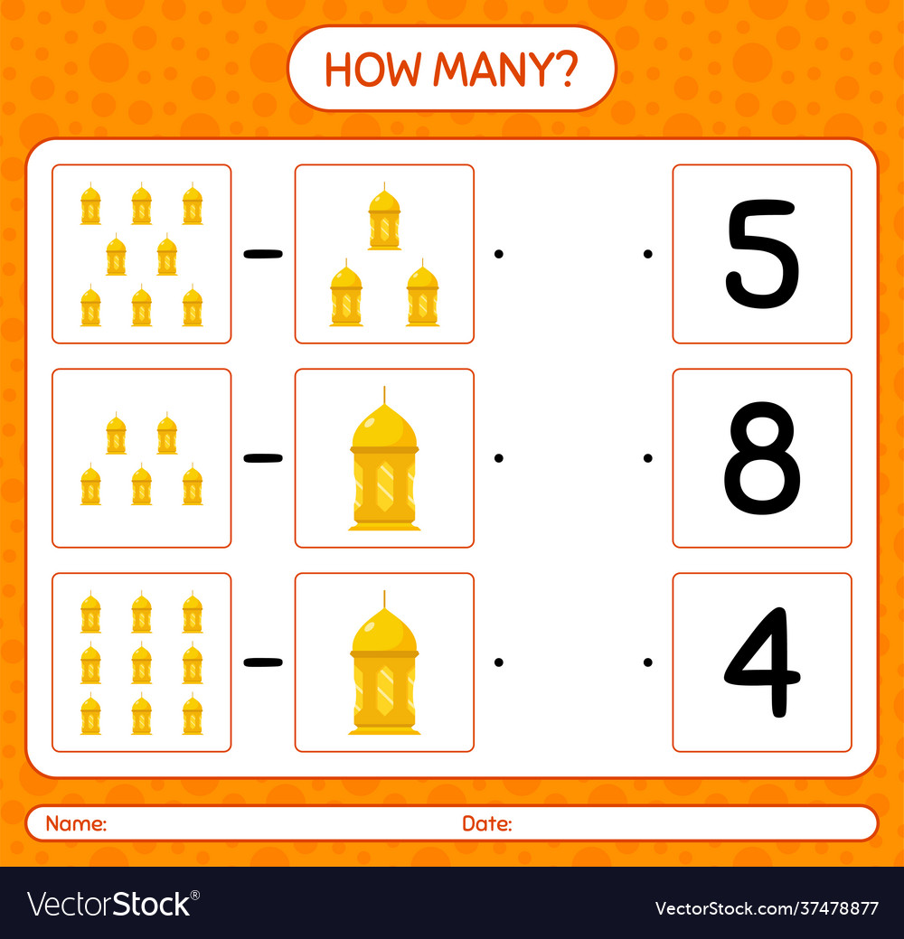 How many counting game with arabic lantern vector image How many counting game with arabic lantern