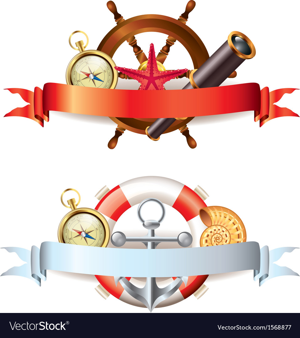 Marine tools two compositions Royalty Free Vector Image