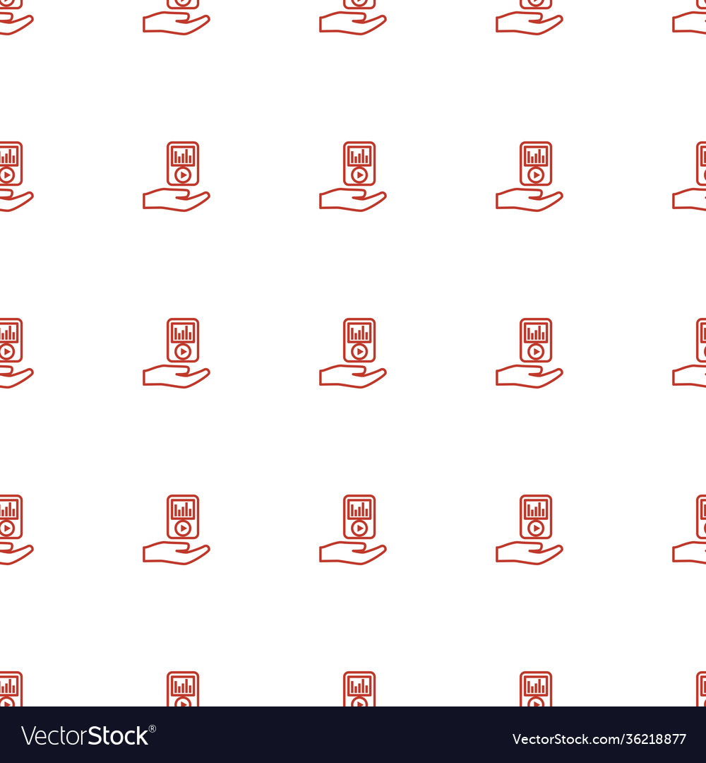 Mp player on hand icon pattern seamless white