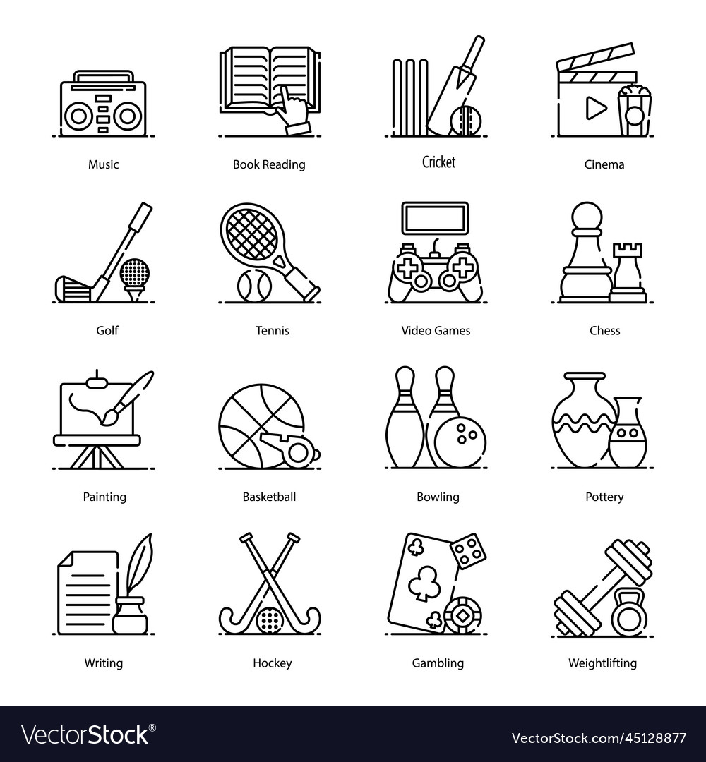 Pack of hobbies flat icons