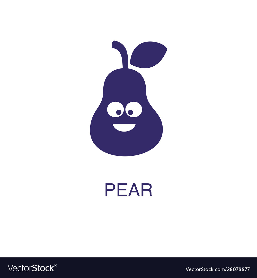 Pear element in flat simple style on white