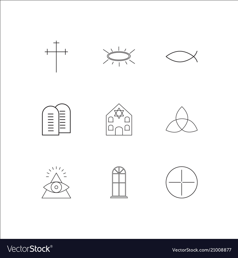 Religion outline icons set Royalty Free Vector Image