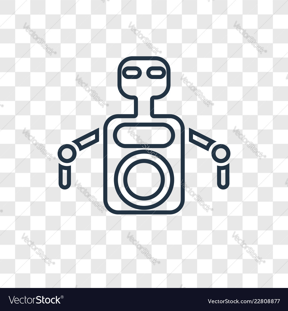 Robot concept linear icon isolated on transparent vector image Robot concept linear icon isolated on transparent