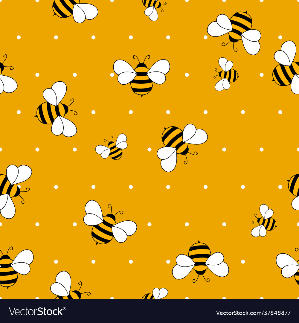 Seamless pattern with bees on color background Vector Image Seamless pattern with bees on color background