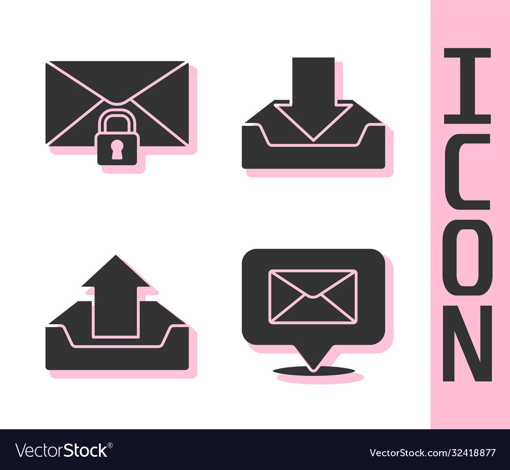 Set speech bubble with envelope mail message lock