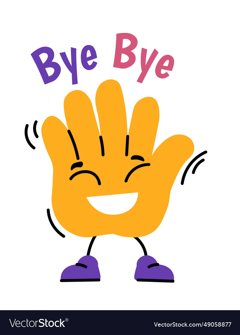 Smiling hand personage with bye gesture Royalty Free Vector