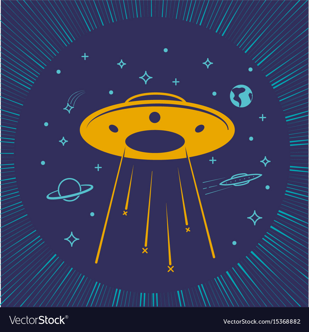 Children ufo starry sky Royalty Free Vector Image