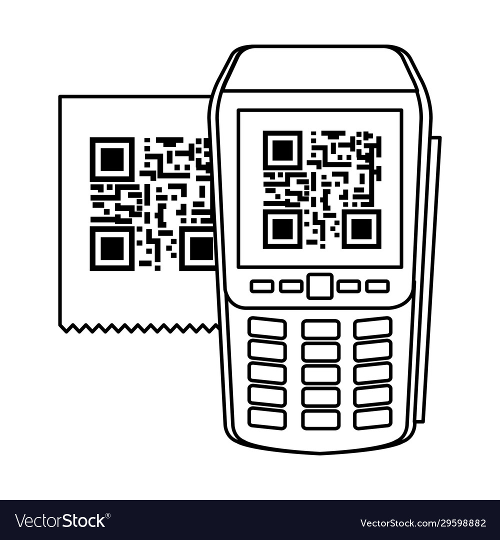 Dataphone mit Scancode qr line style Symbol vector image Dataphone mit Scancode qr line style Symbol