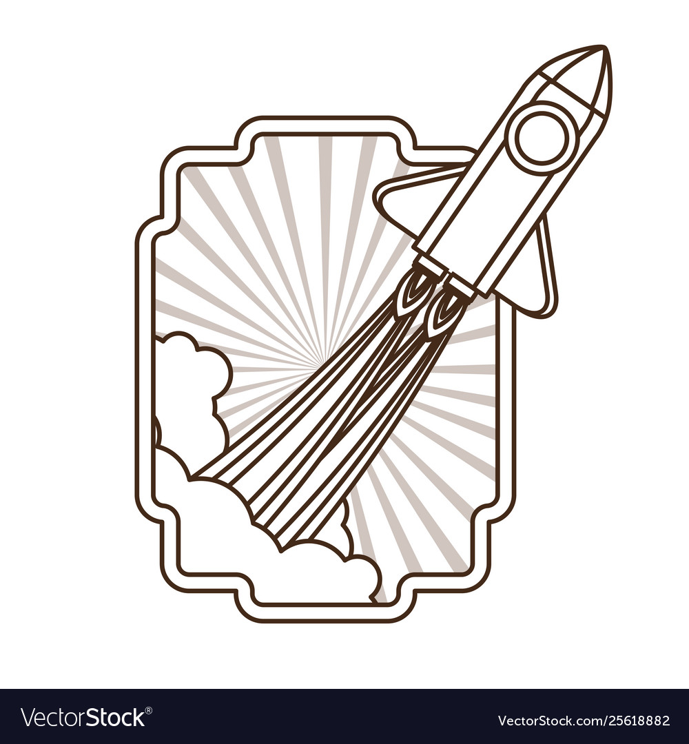 Frame with rocket taking off icon vector image Frame with rocket taking off icon