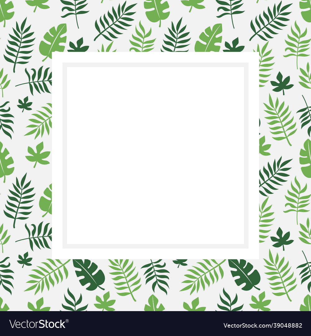 Frame with surface leaf pattern in green image Vector Image Frame with surface leaf pattern in green image