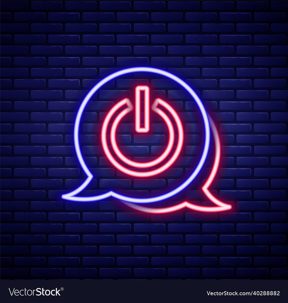 Glowing neon line power button icon isolated