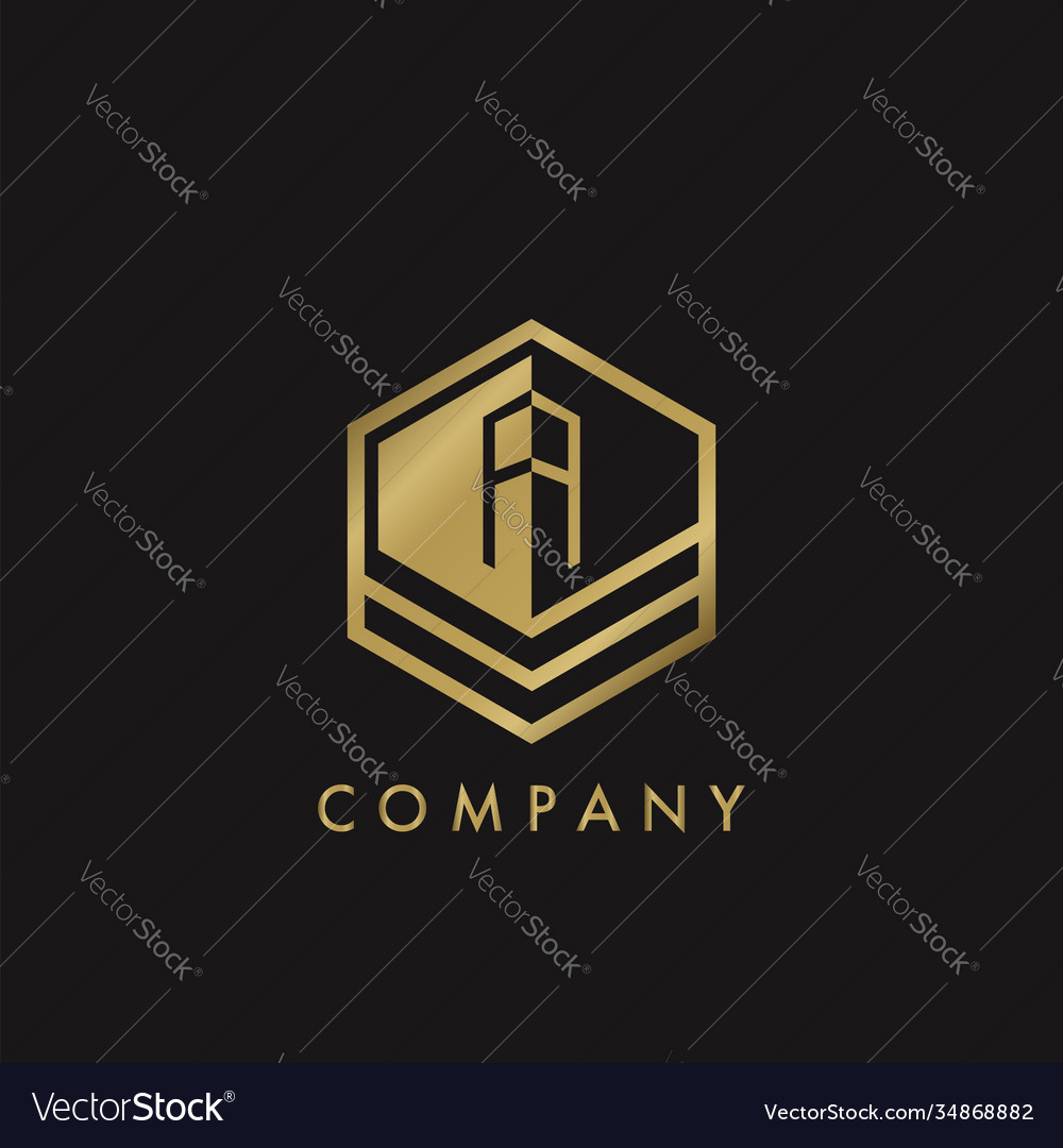 Gold letter a logo concept elegance