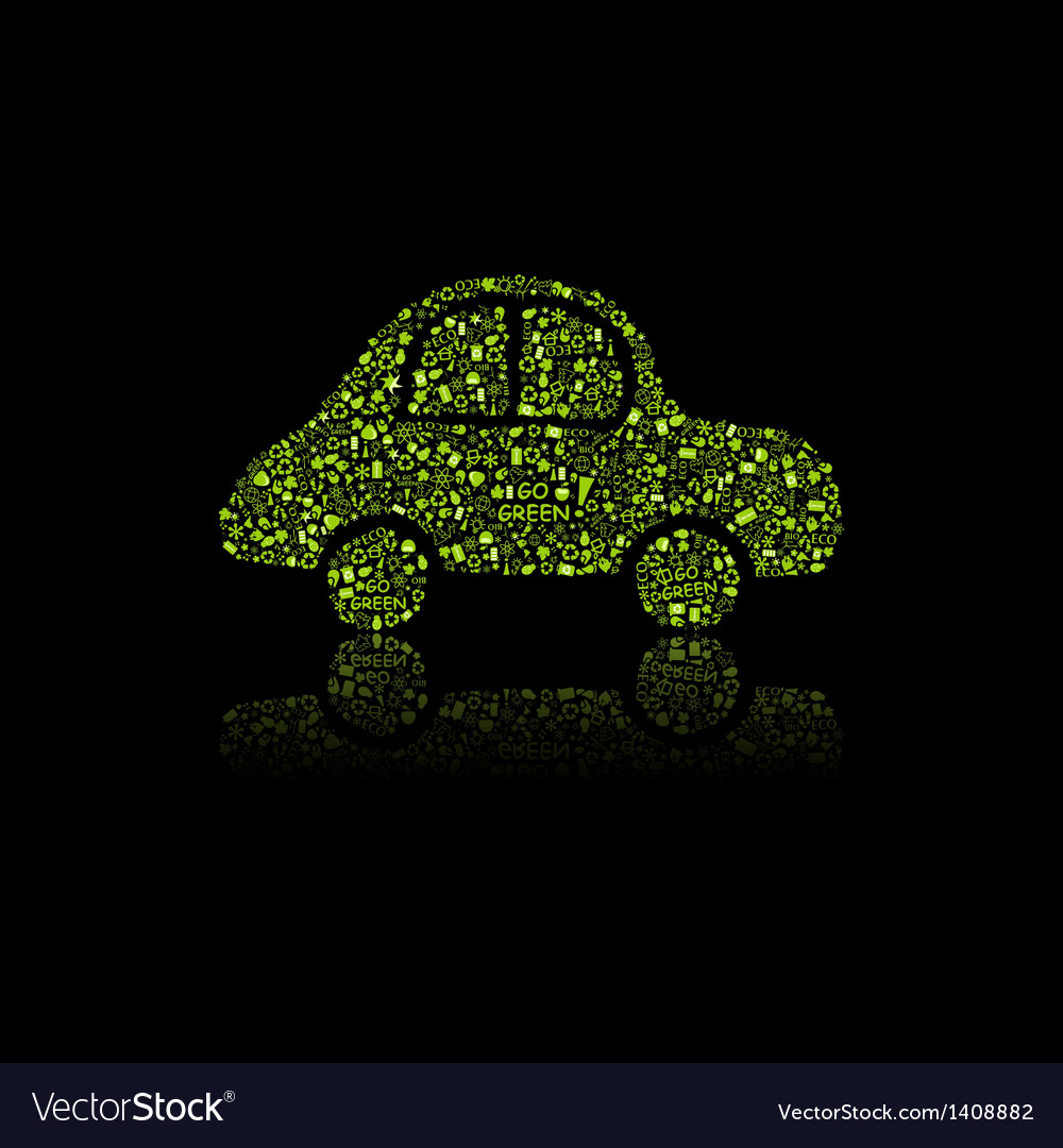 Green car icon pollution concept