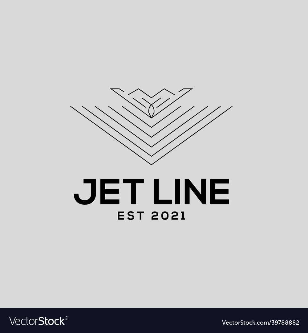 Jet plane with line art style logo design