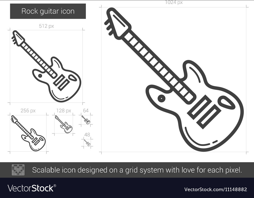 Rock Gitarre Linie Icon