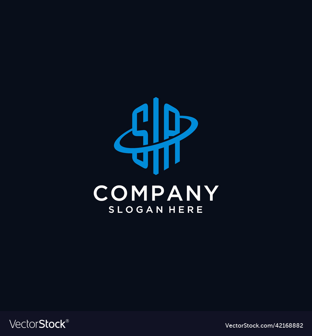 Sa initial monogram logo with hexagonal shape