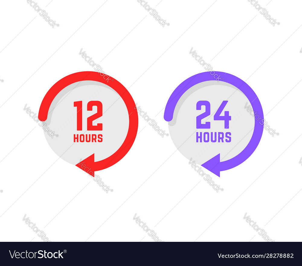 Set twenty-four hours a day buttons vector image Set twenty-four hours a day buttons