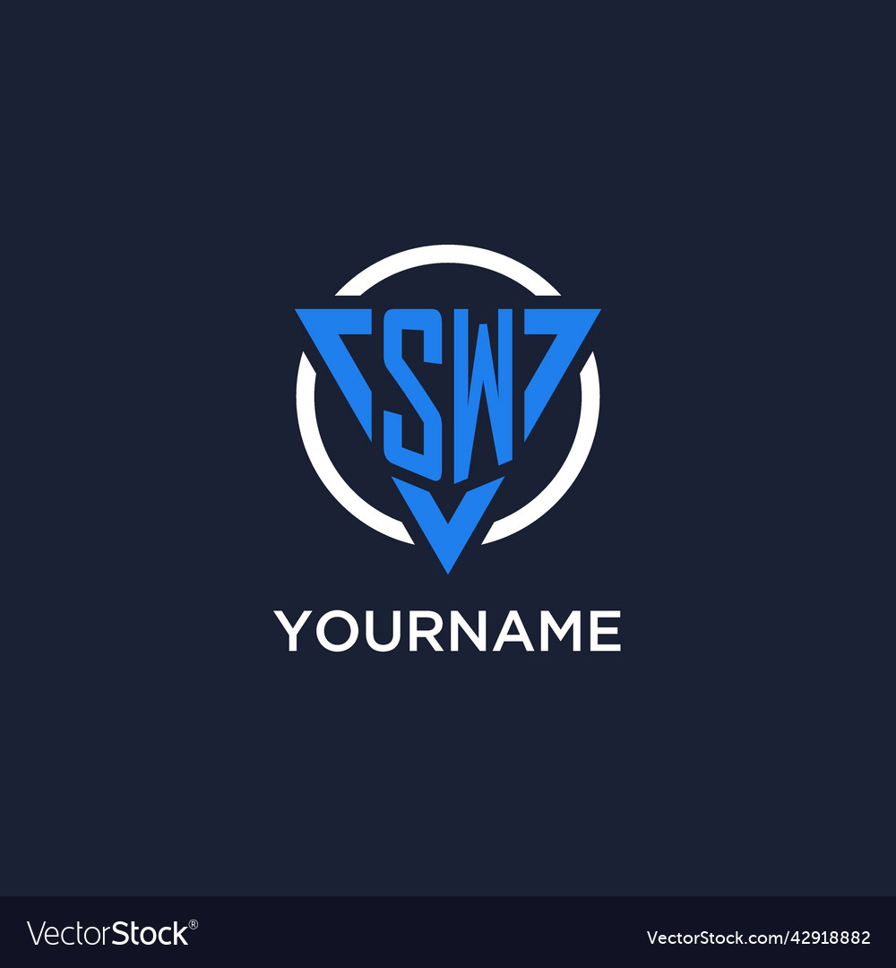 Sw monogram logo with triangle shape and circle Vector Image Sw monogram logo with triangle shape and circle