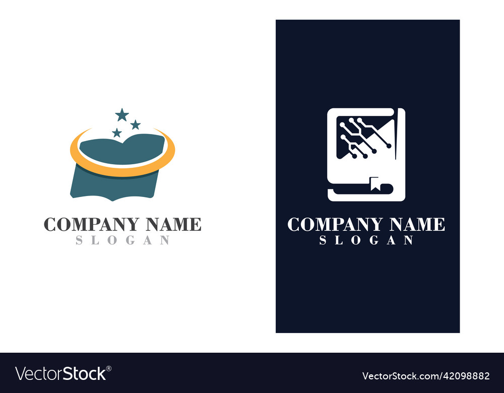 Tech with book logo template technology learn Vector Image Tech with book logo template technology learn