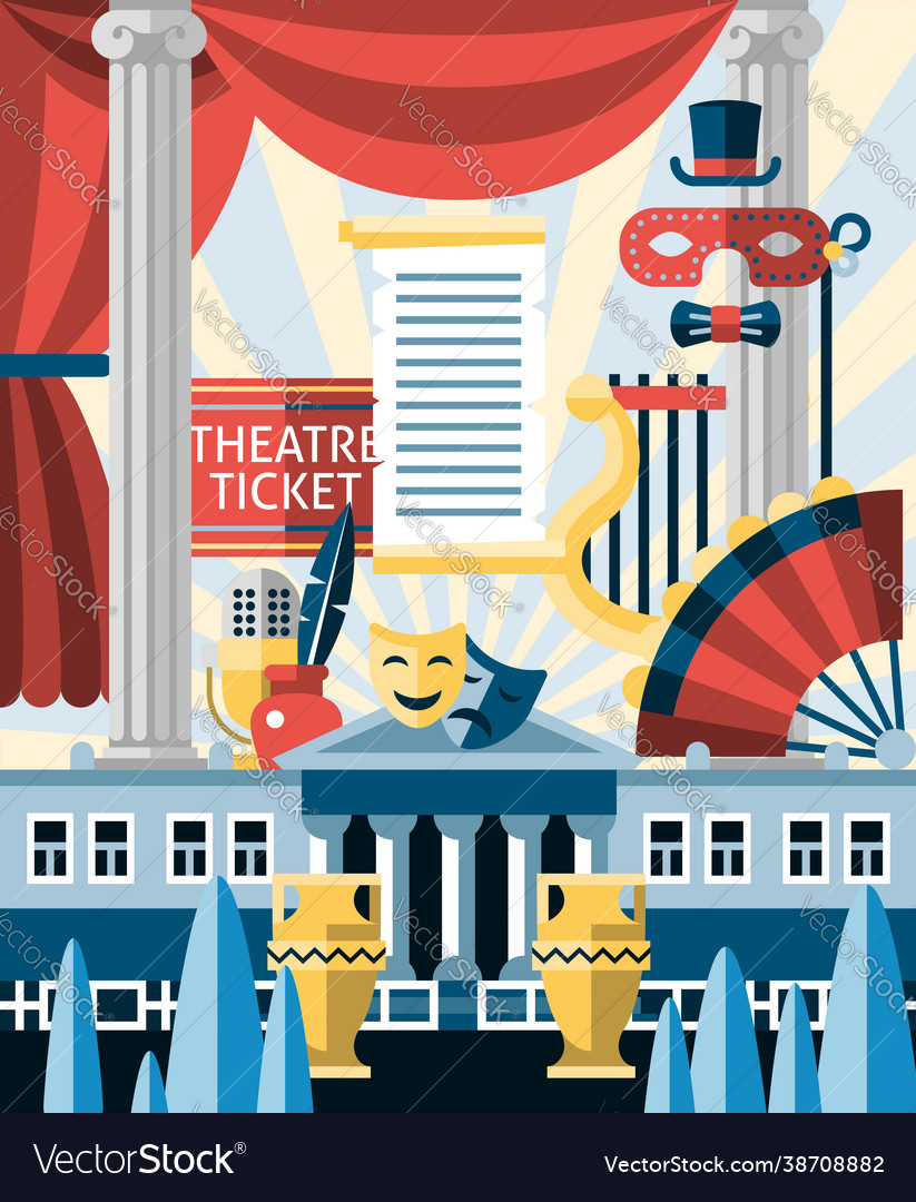 Theatre icons concept Royalty Free Vector Image