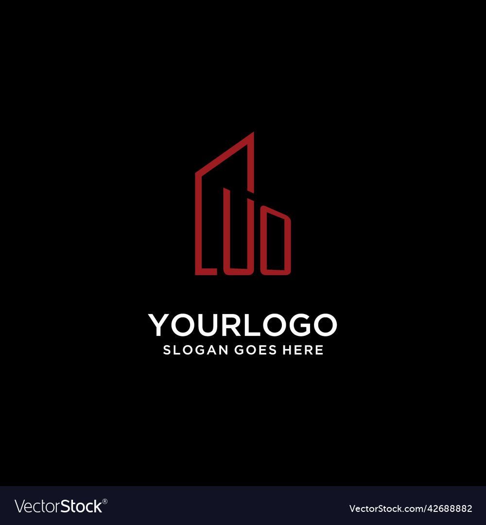 Uo initial monogram with building logo design Vector Image Uo initial monogram with building logo design