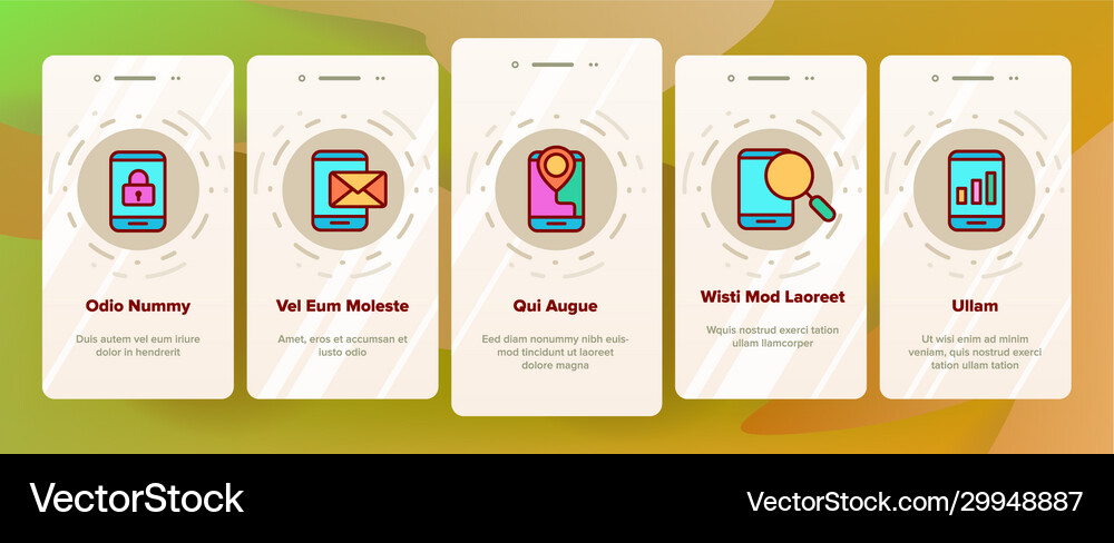 Color smartphone app function onboarding Vector Image