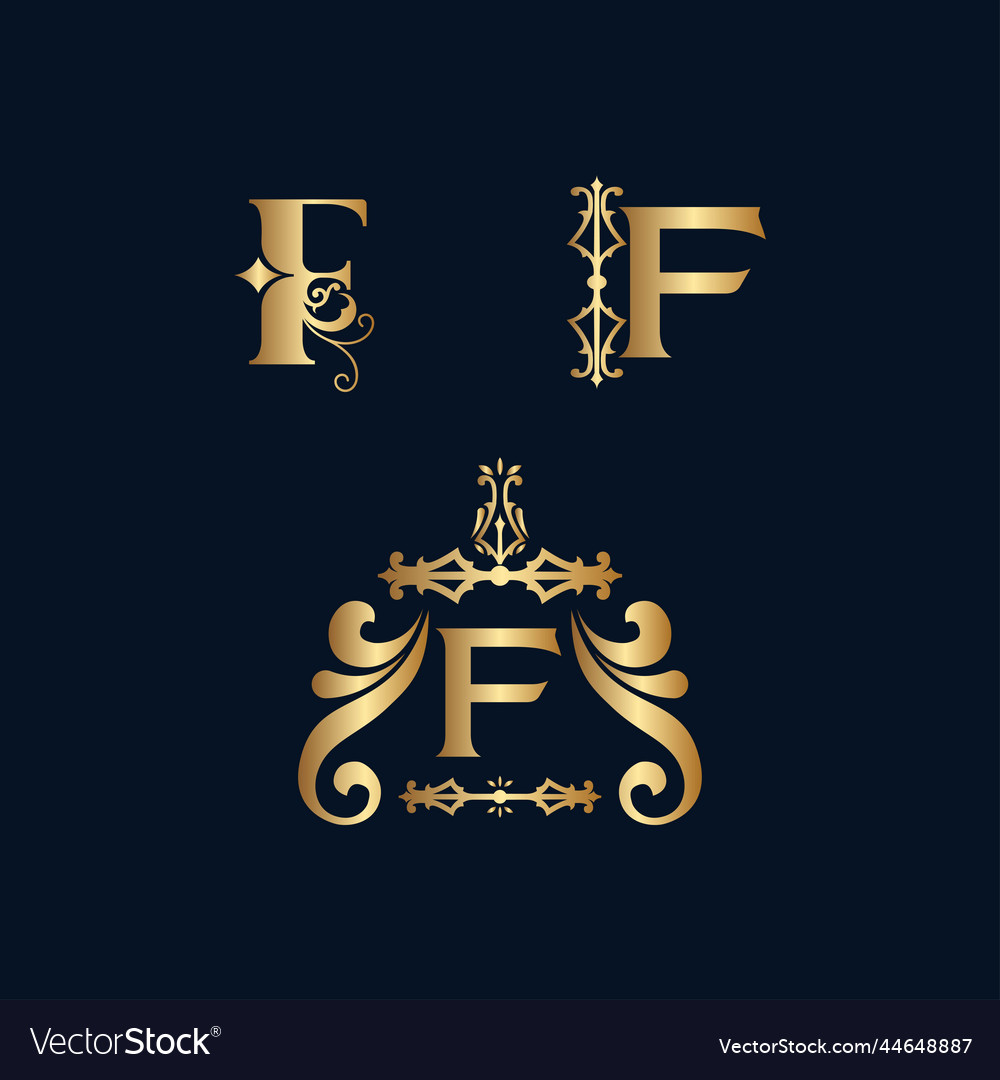 Cosmetic gold brand logo letter f Royalty Free Vector Image