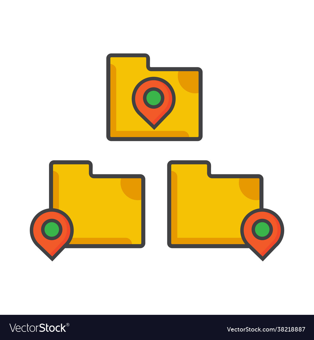 File folder with location icon flat vector image File folder with location icon flat