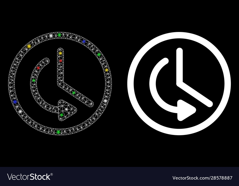 Glowing mesh network rollback time icon with flash