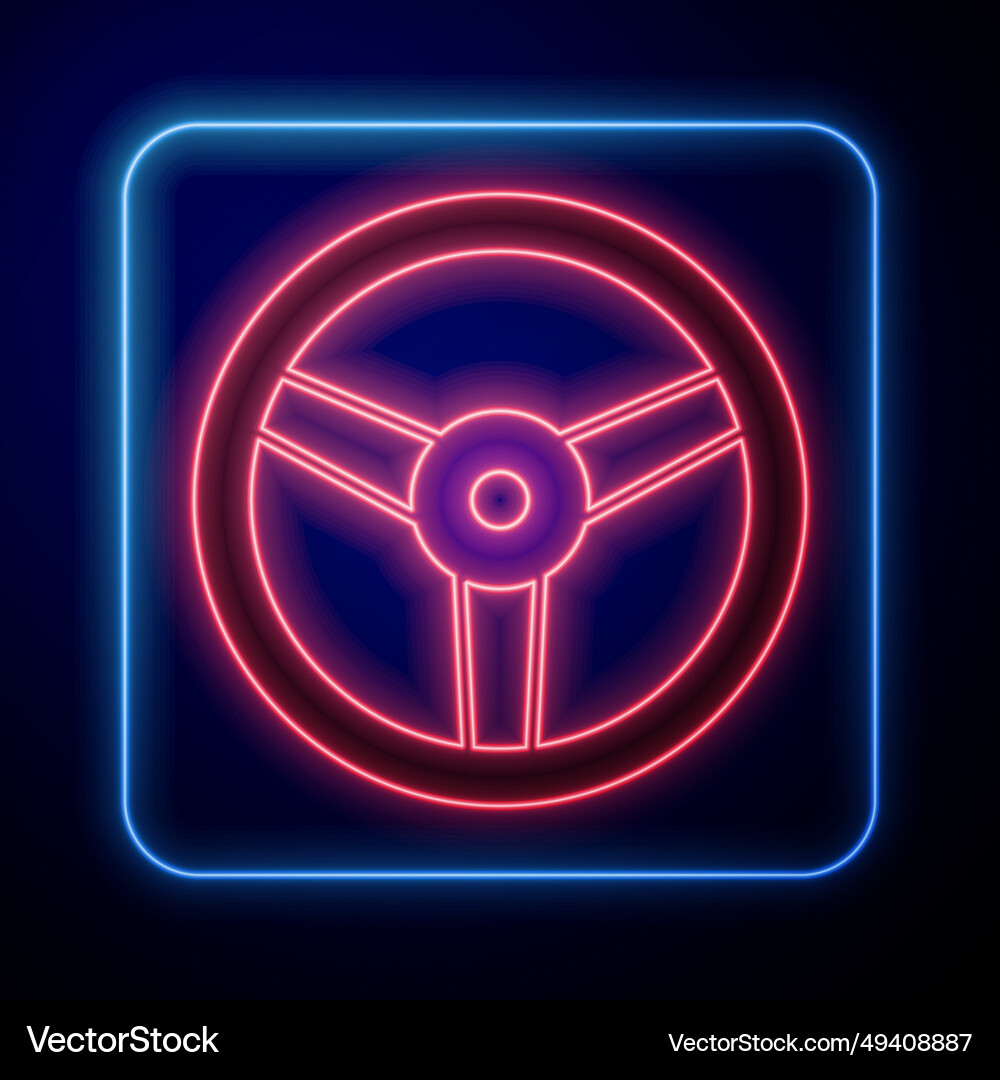 Glowing neon steering wheel icon isolated on Vector Image