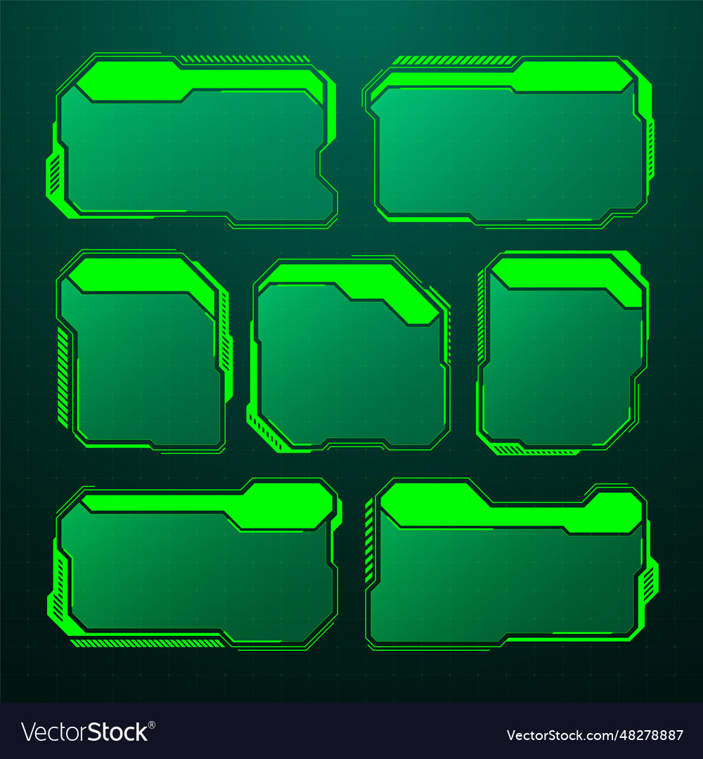 Green futuristic hud ui elements sci-fi user Vector Image