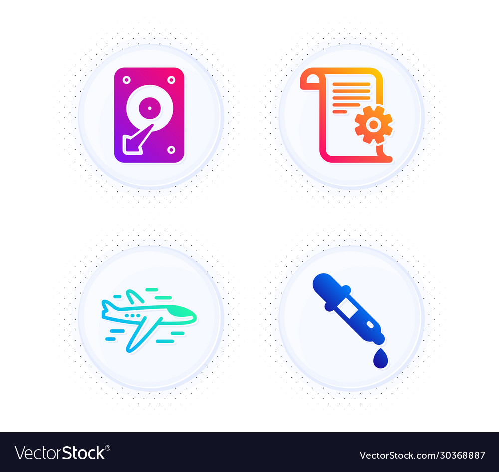 Hdd airplane and technical documentation icons