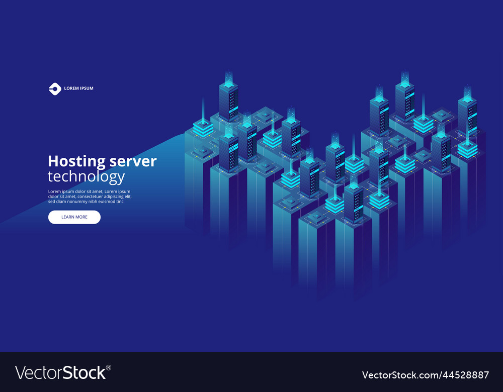 High detailed isometric hosting server tech