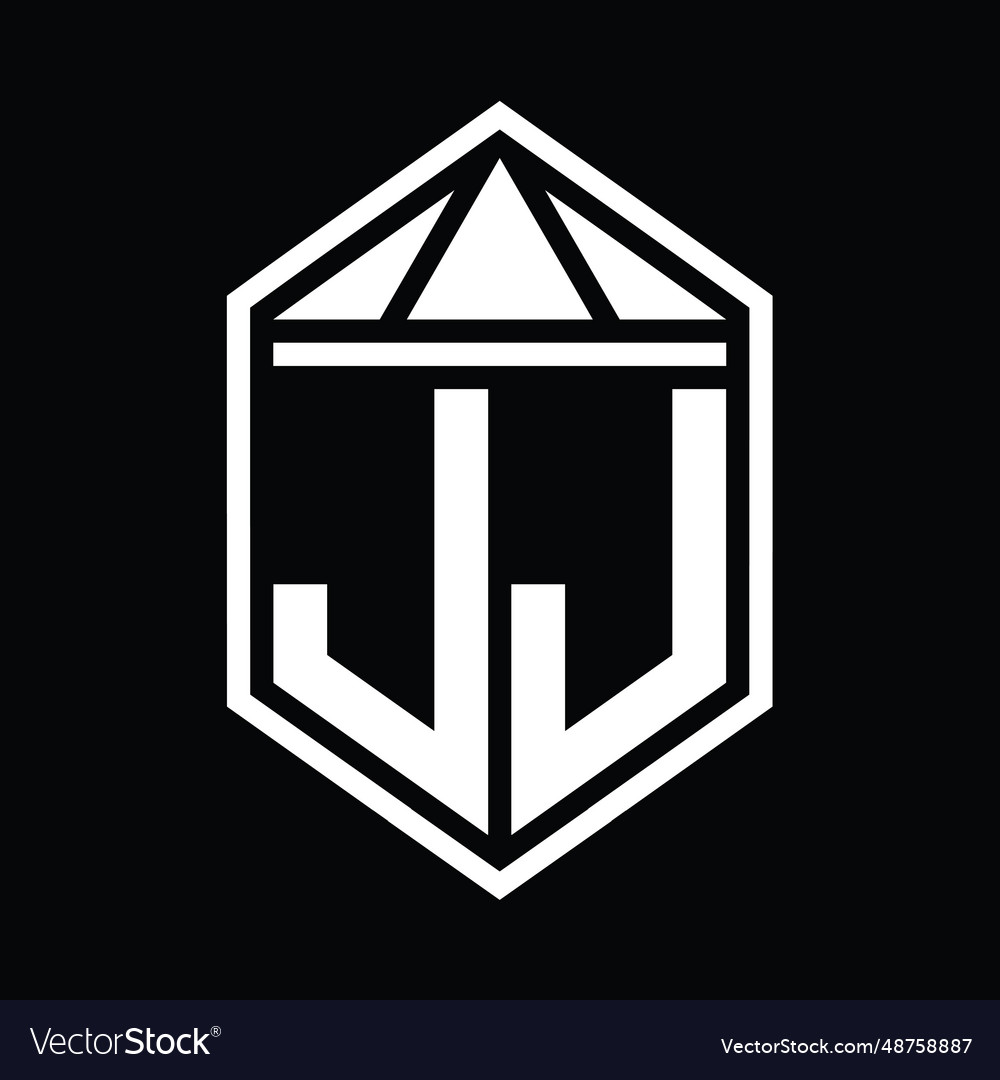 Jj letter logo monogram hexagon shield shape